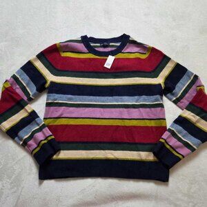 New  Gap happy stripe CashSoft crewneck rainbow stripe sweater